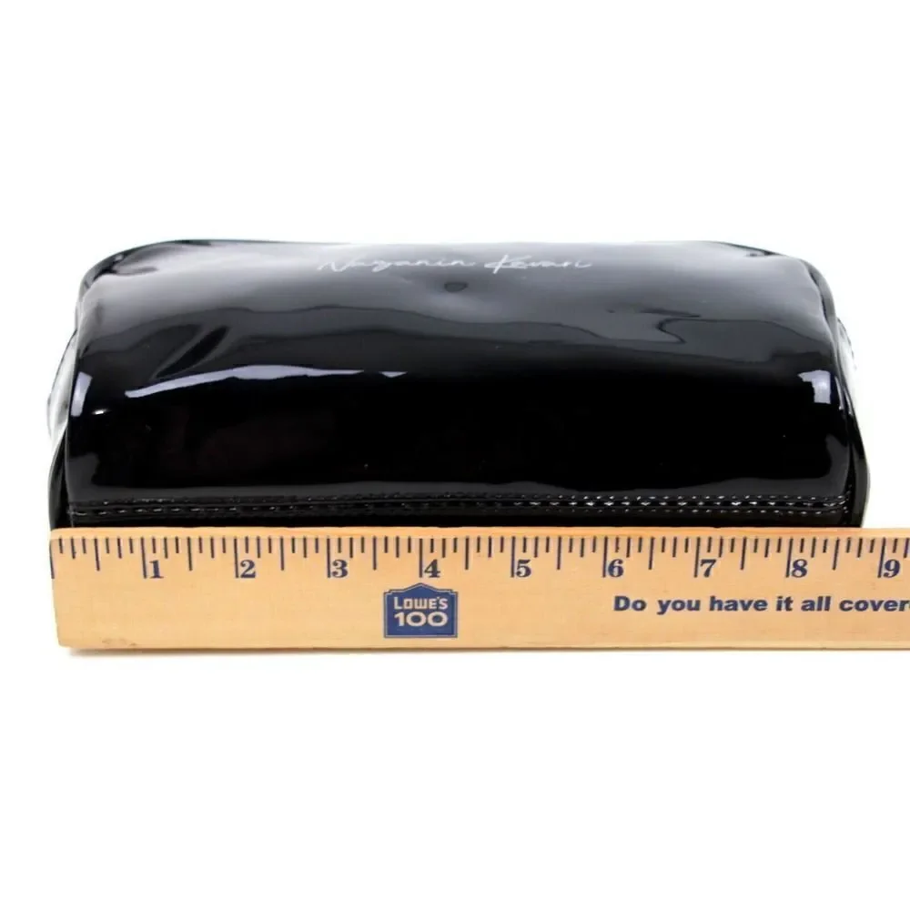 NAZANIN KAVARI BLACK PVC MAKEUP ZIP CASE BRUSH HOLDER COSMETIC BAG PURSE